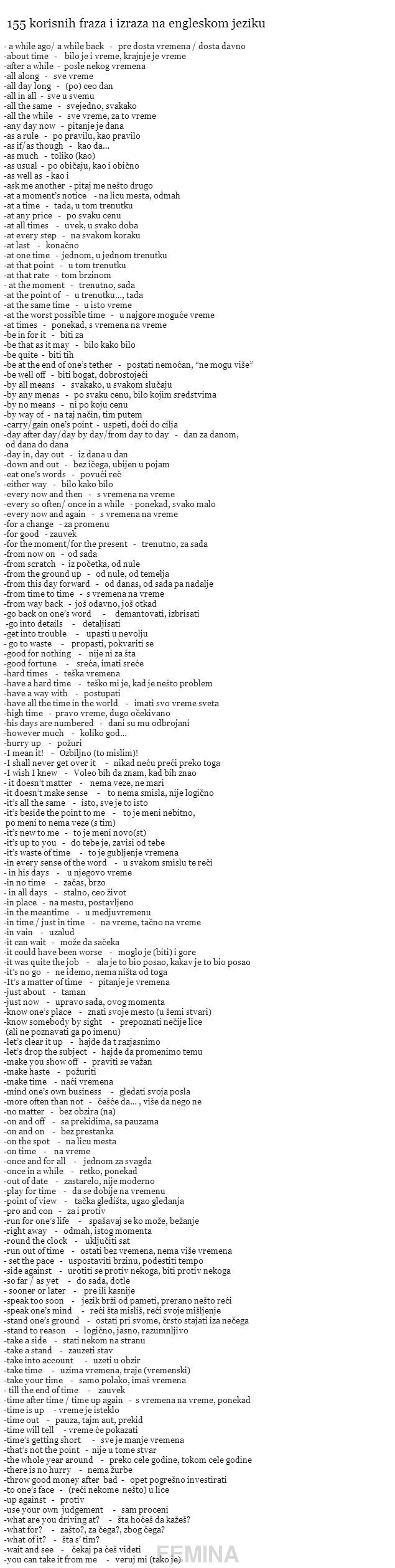 155 korisnih fraza i izraza na engleskom jeziku