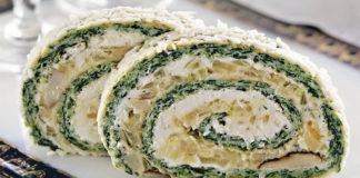 Slani rolat od spanača sa šampinjonima